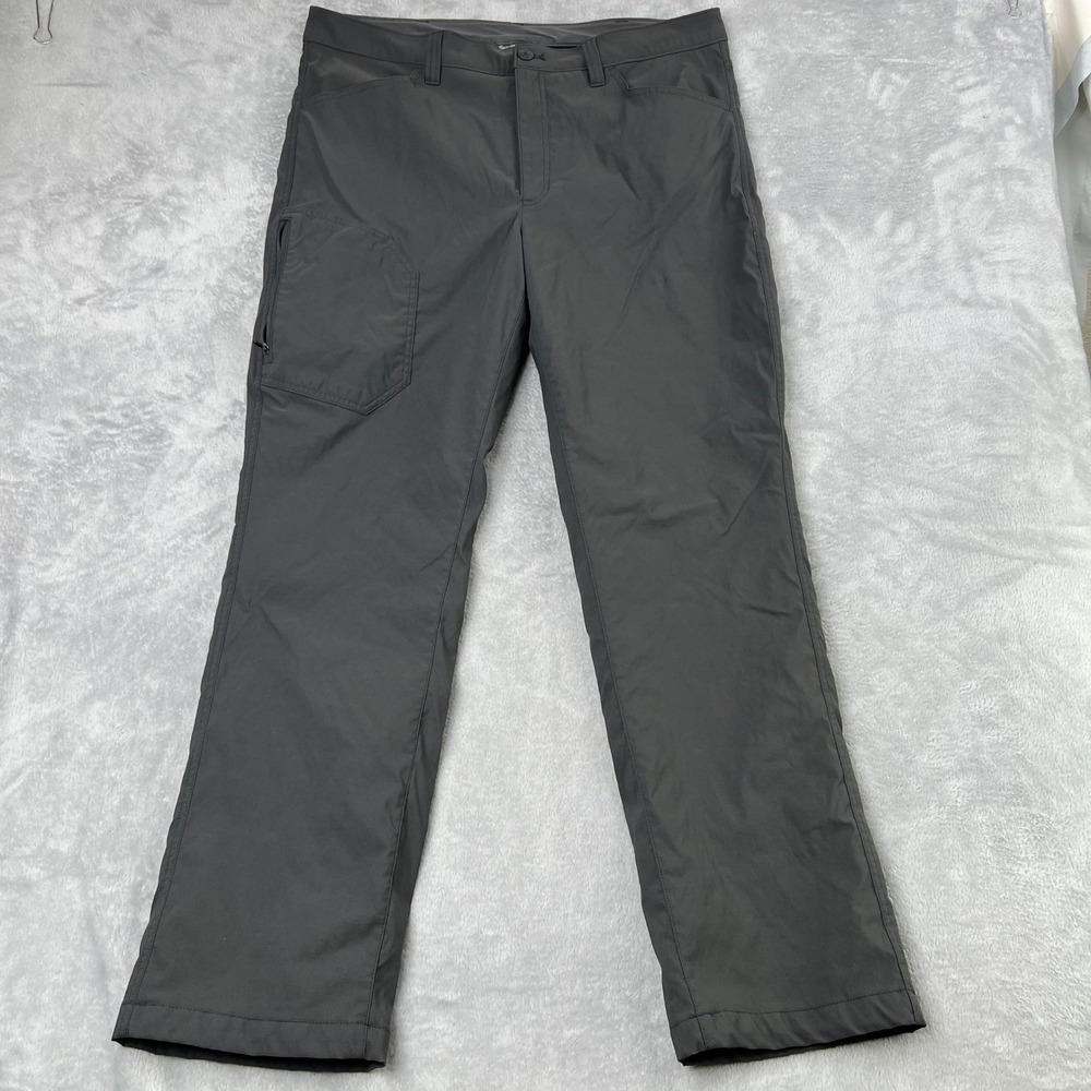 Eddie Bauer 38x32 Fleece Lined Tech Pants Gray Cargo Hiking Outdoor Mens